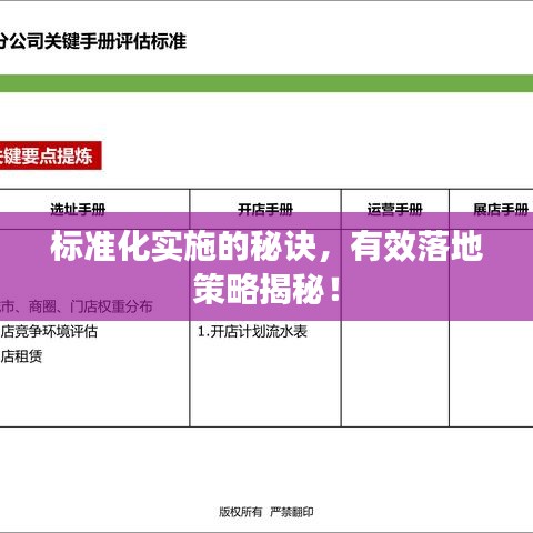 标准化实施的秘诀，有效落地策略揭秘！