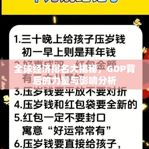 全球经济排名大揭秘，GDP背后的力量与影响分析