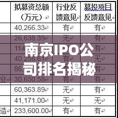 南京IPO公司排名揭秘，影响资本市场的重要力量