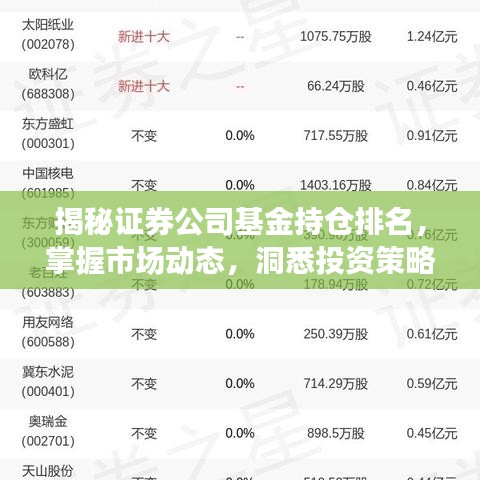 揭秘证券公司基金持仓排名，掌握市场动态，洞悉投资策略！